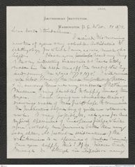 Nachlass Franz Steindachner, Brief von Spencer F. Baird an Franz Steindachner (11.11.1878), Inv.Nr. 20.02, Seite 1